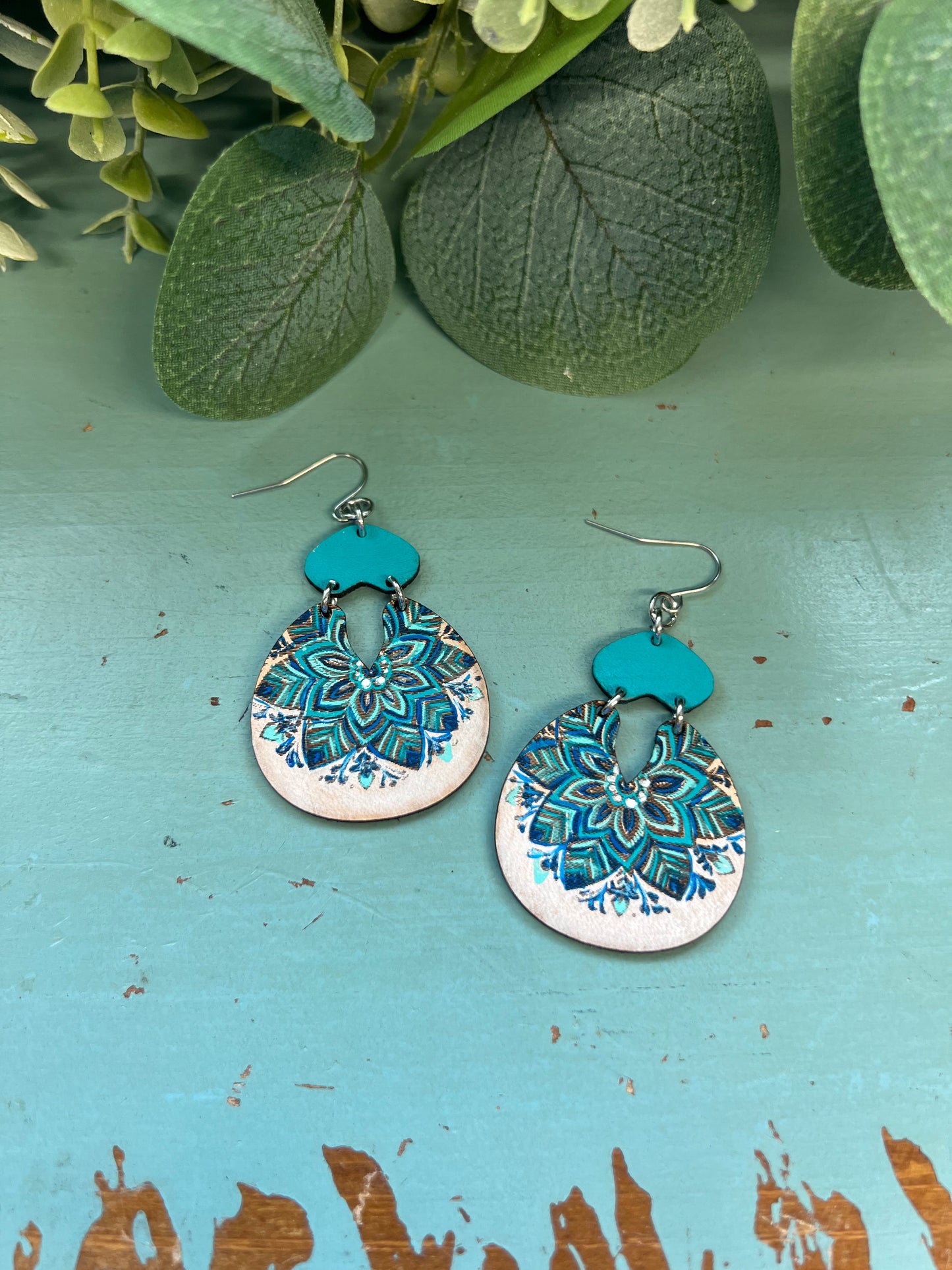 Hand painted Leather Earrings