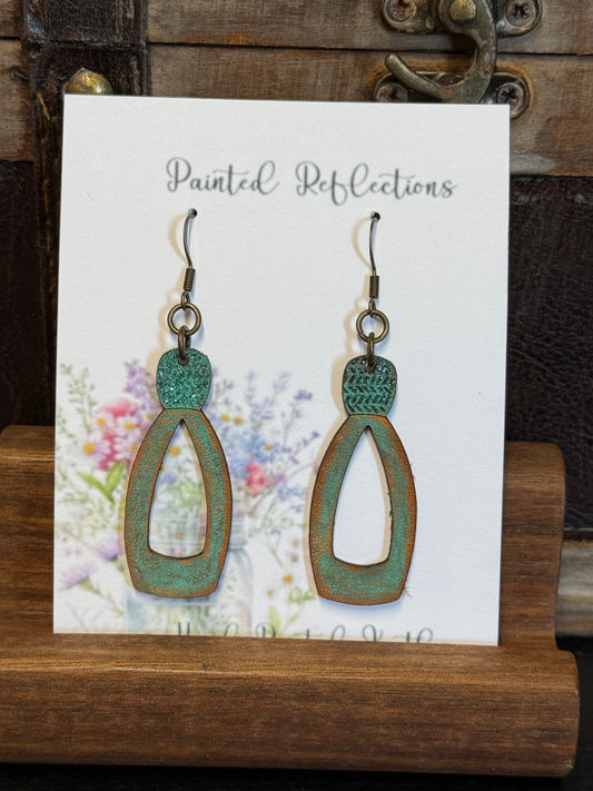 Turquoise Glitter Long Hoops