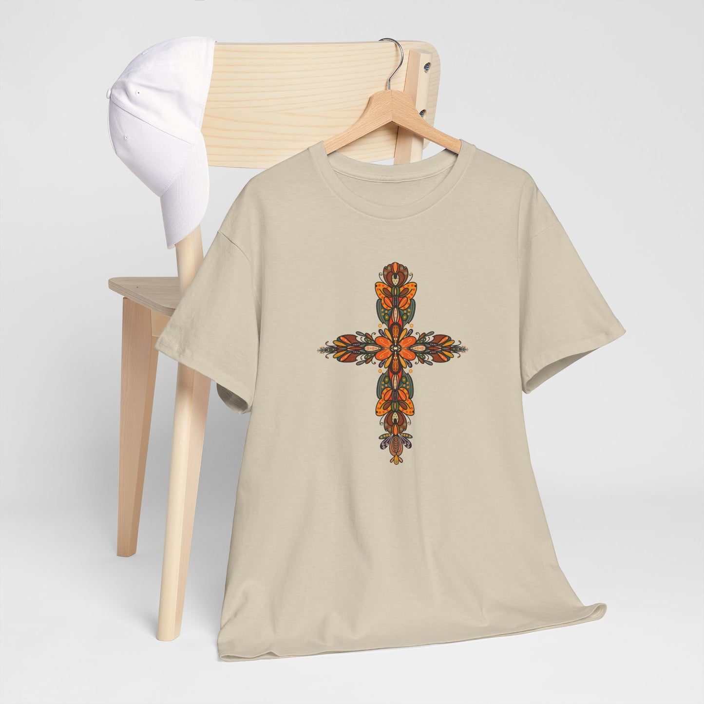 Cross Fall Unisex Tee - Orange and Green Design