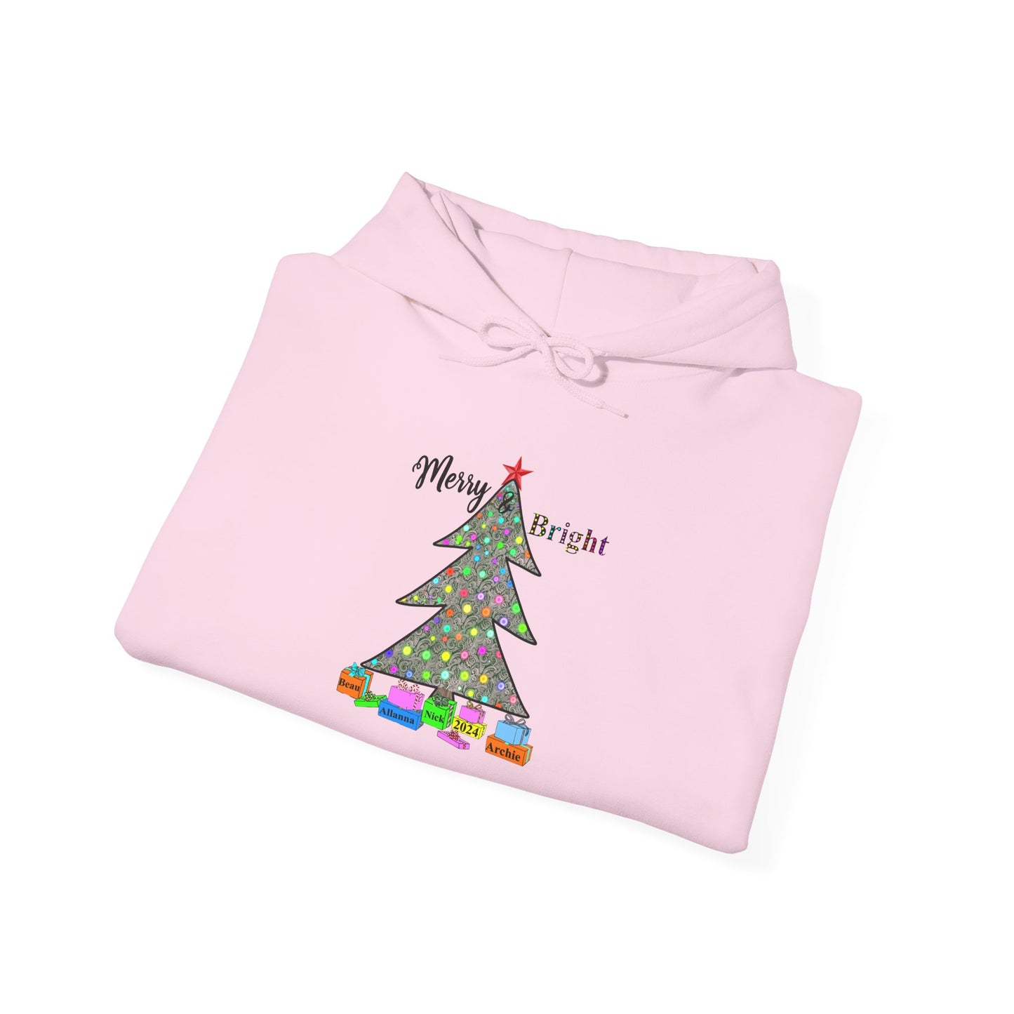 Personalized Merry & Bright Hooded Sweatshirt