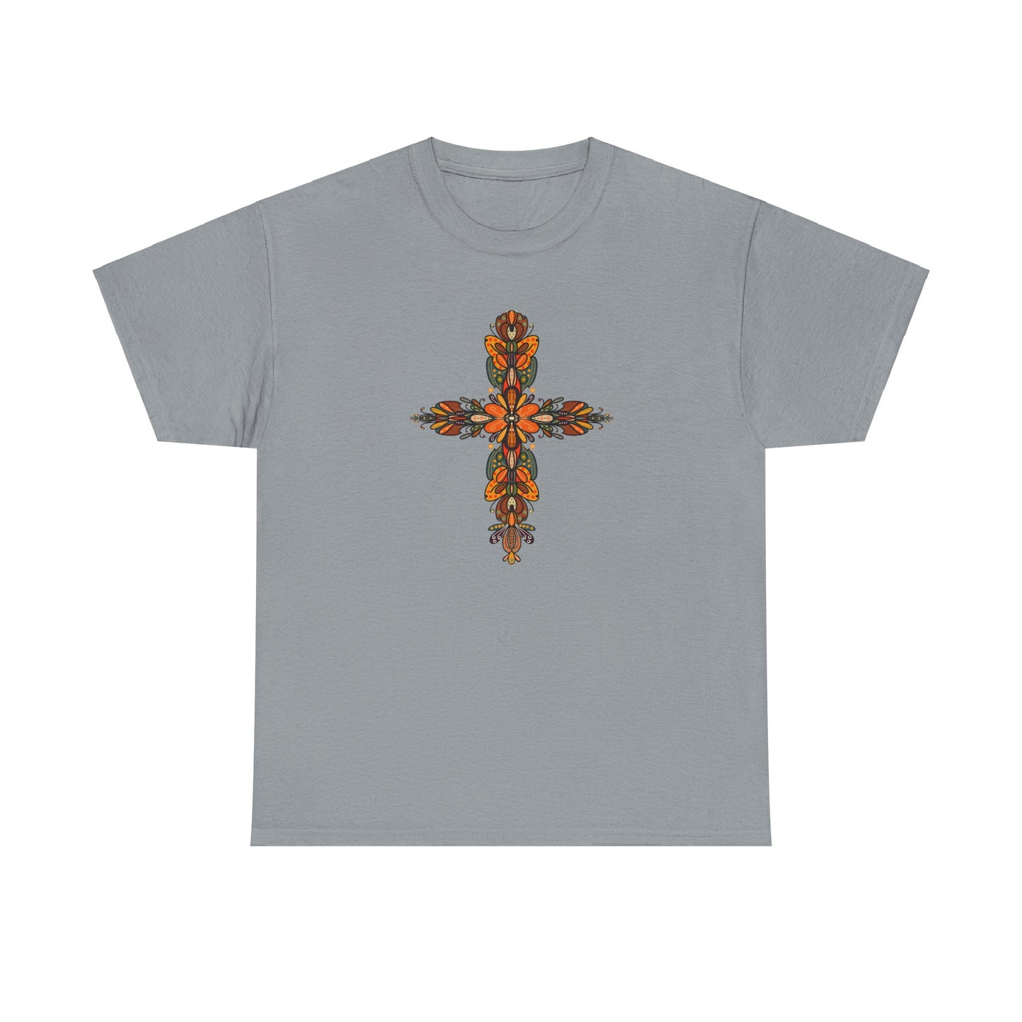 Cross Fall Unisex Tee - Orange and Green Design