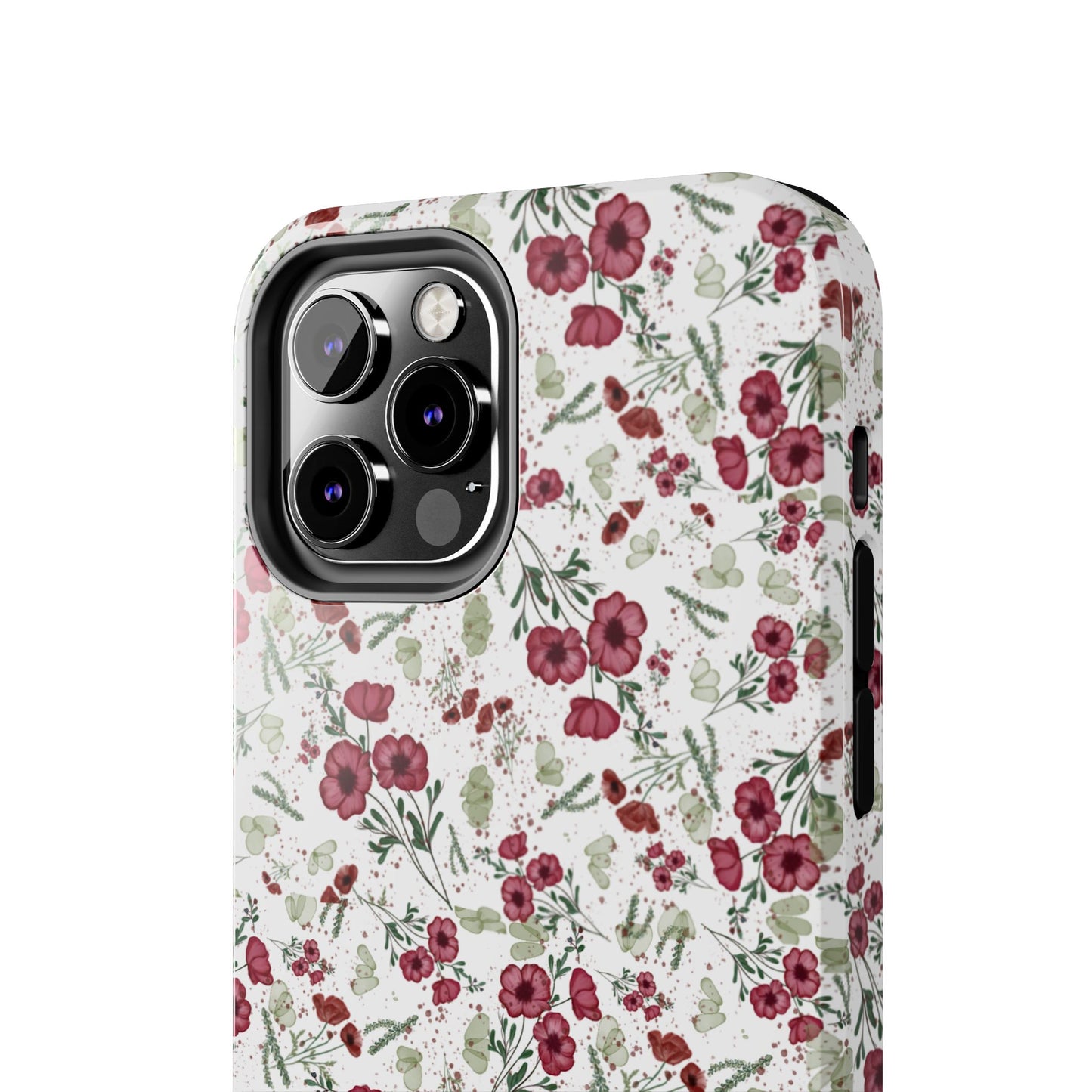 Phone Case - Watercolor Red Poppies with Green Leaves Design