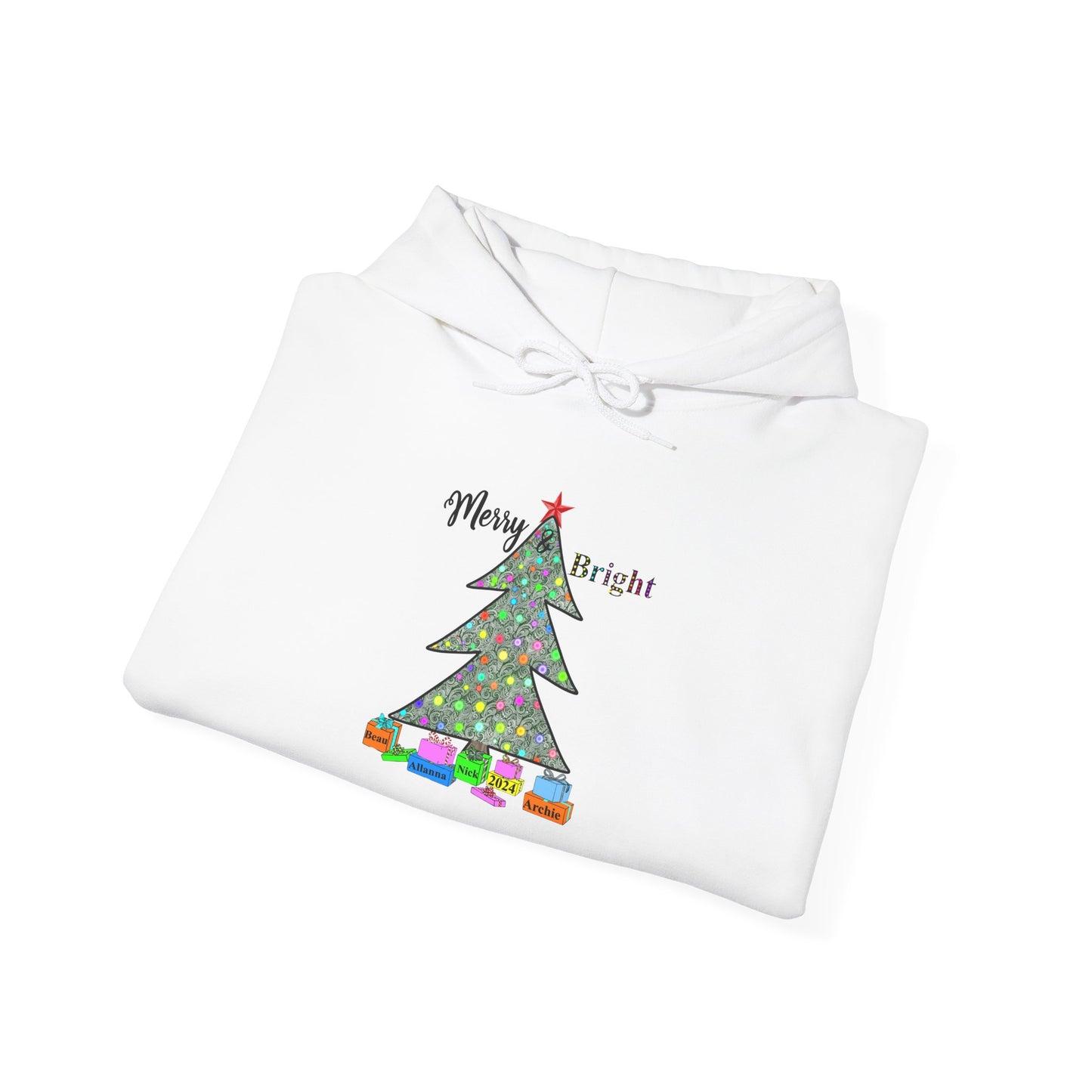 Personalized Merry & Bright Hooded Sweatshirt