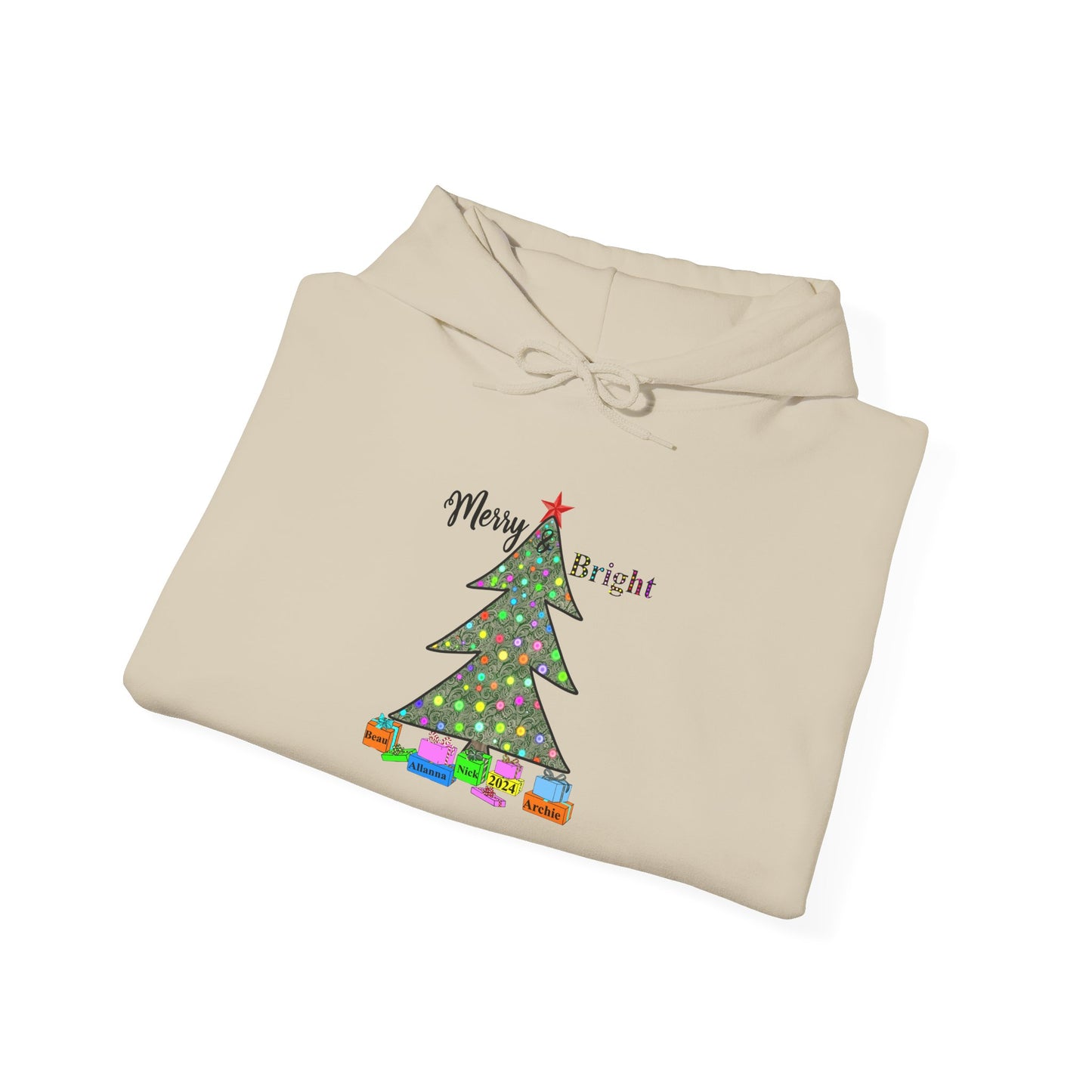 Personalized Merry & Bright Hooded Sweatshirt