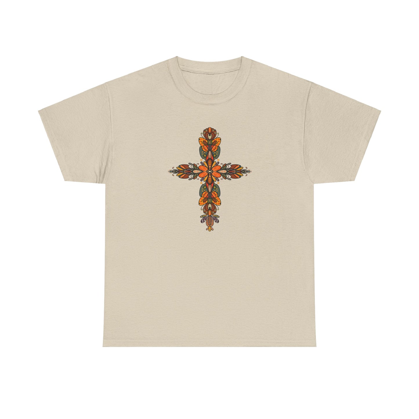 Cross Fall Unisex Tee - Orange and Green Design