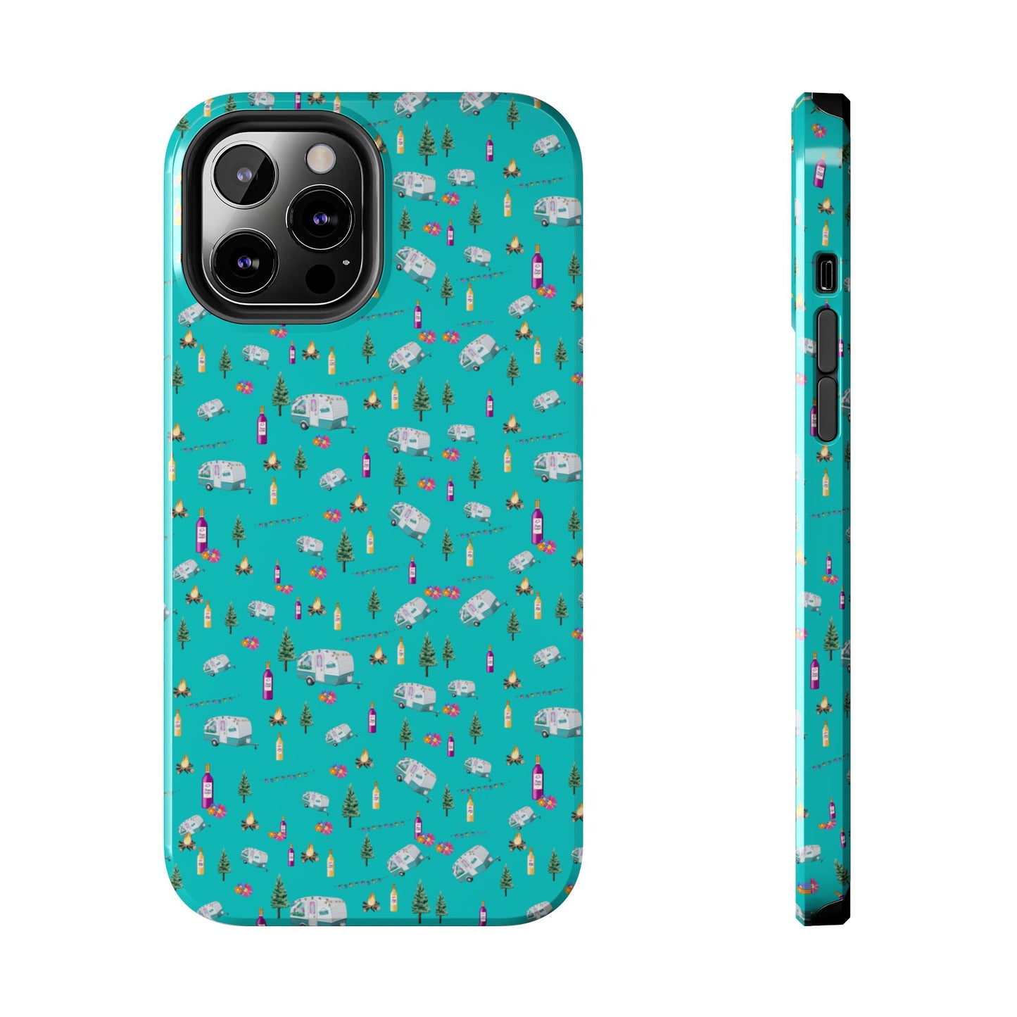 Tough Phone Case Happy Camper Campfire Design