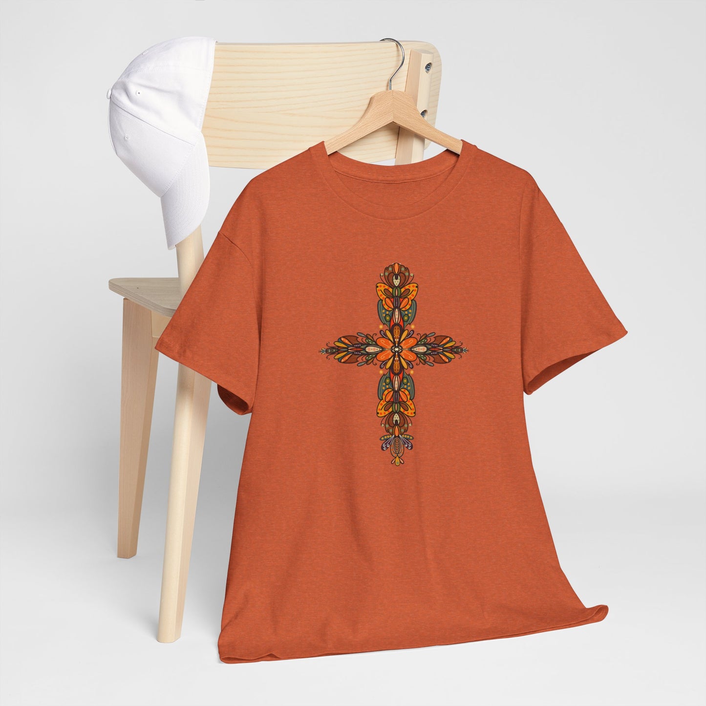 Cross Fall Unisex Tee - Orange and Green Design