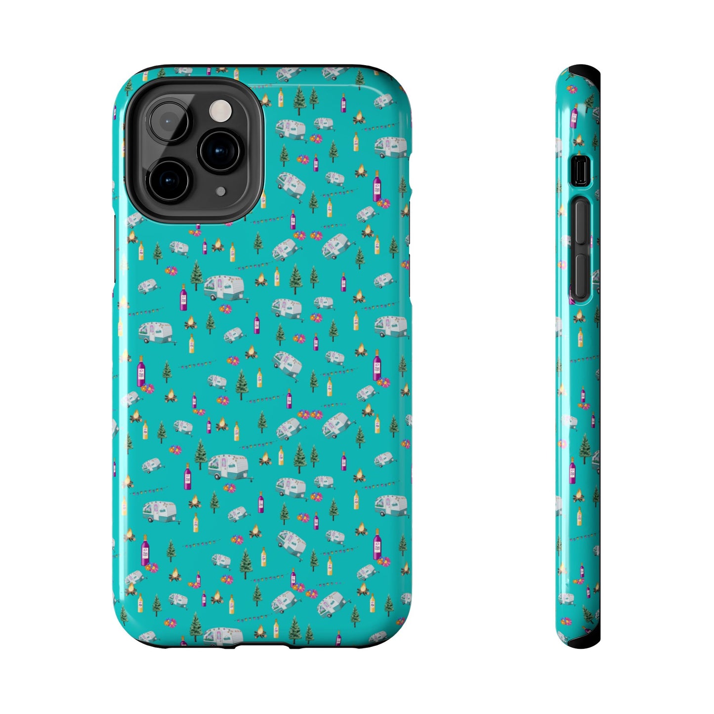 Tough Phone Case Happy Camper Campfire Design