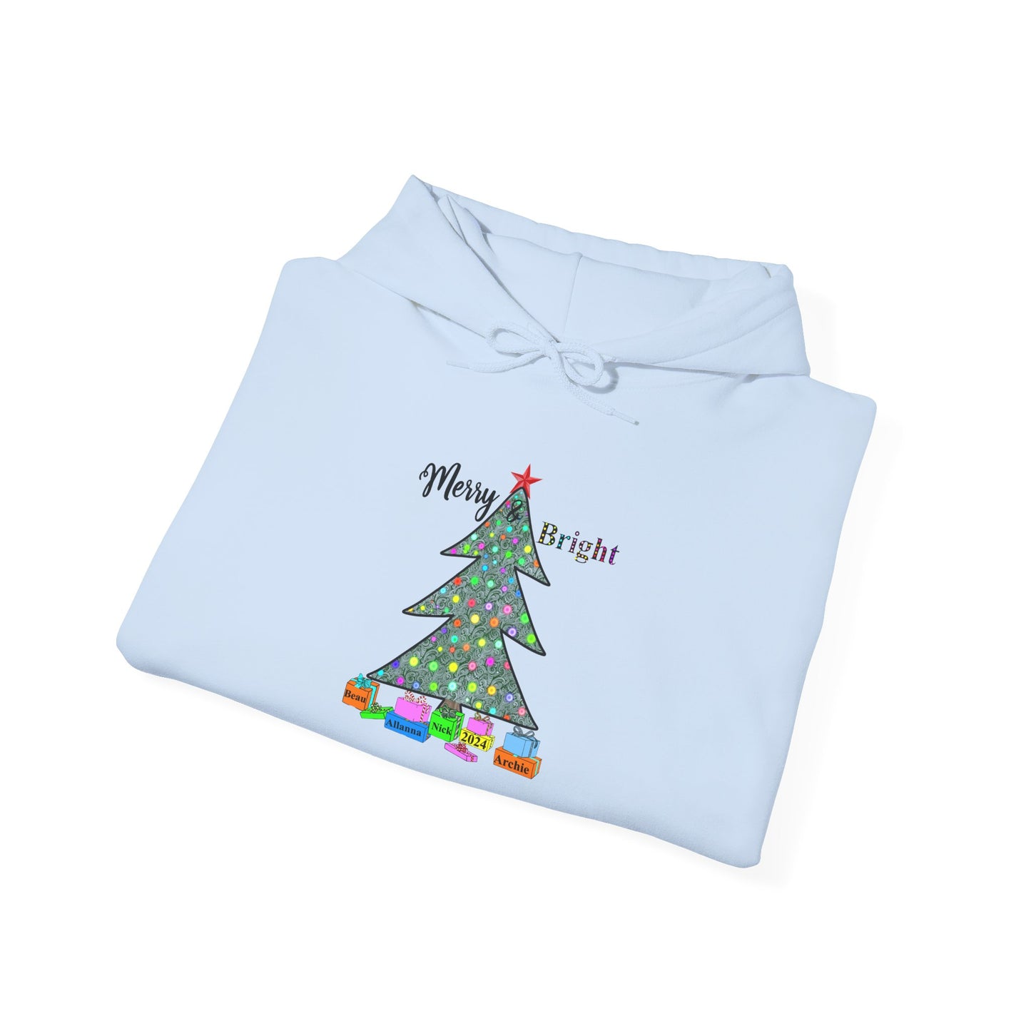 Personalized Merry & Bright Hooded Sweatshirt