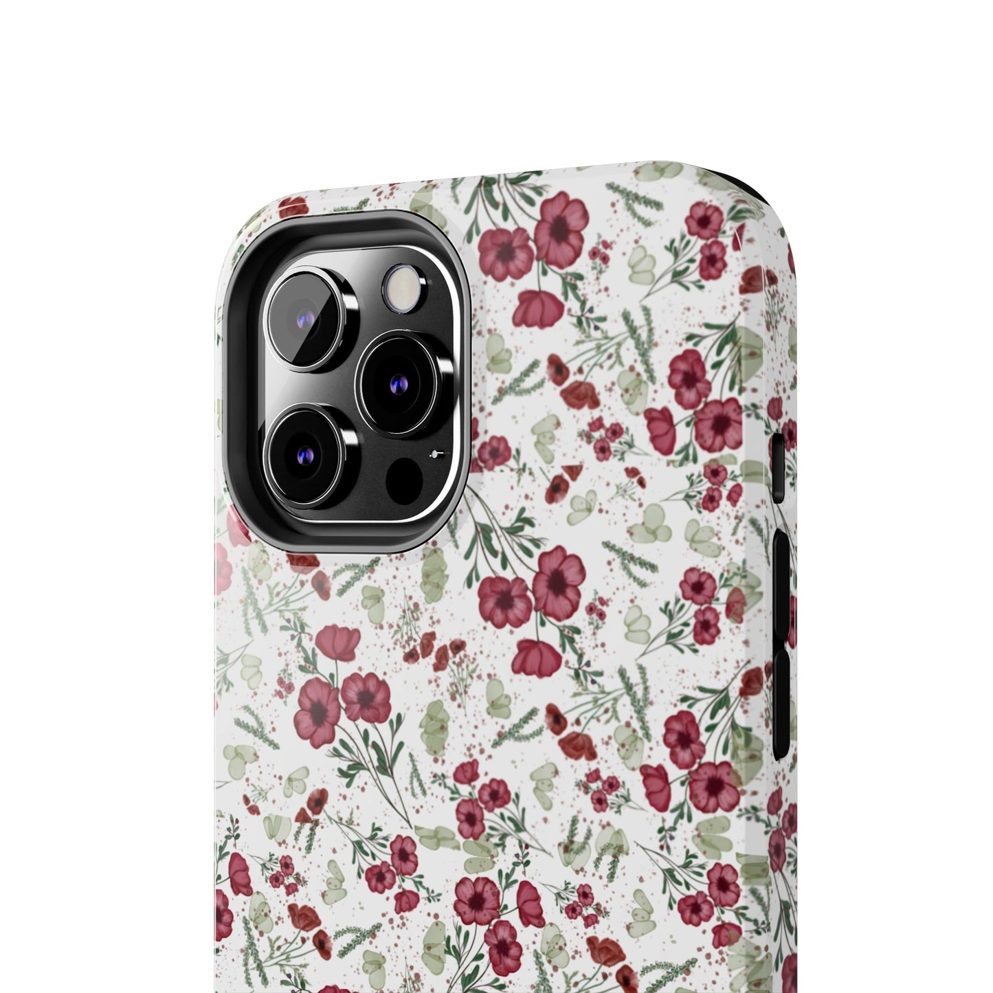 Phone Case - Watercolor Red Poppies with Green Leaves Design