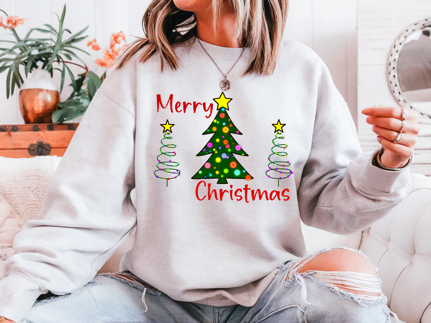 Christmas Trees Crewneck Sweatshirt Merry Christmas Shirt