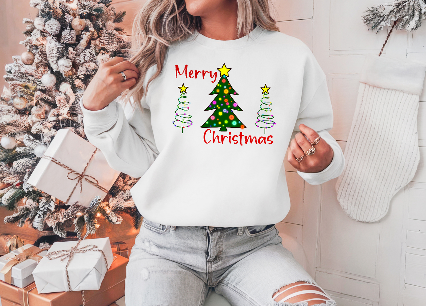 Christmas Trees Crewneck Sweatshirt Merry Christmas Shirt