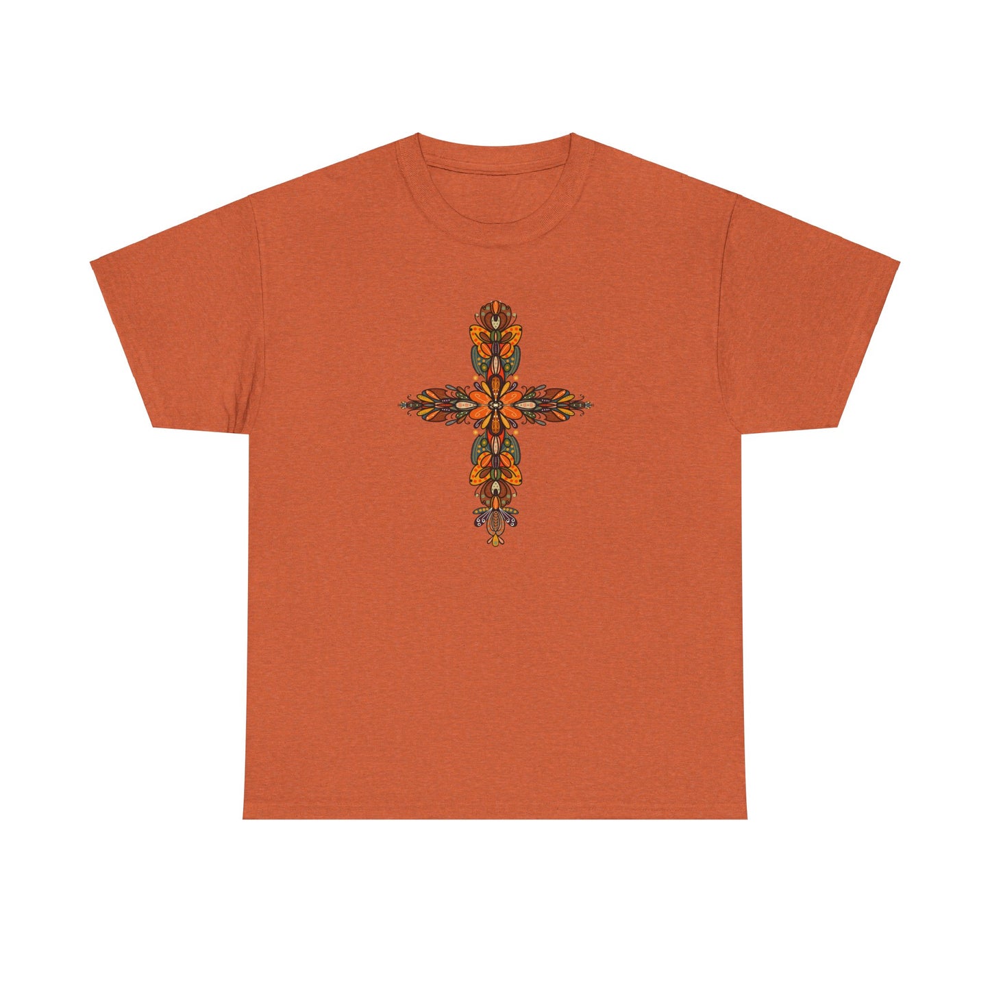 Cross Fall Unisex Tee - Orange and Green Design