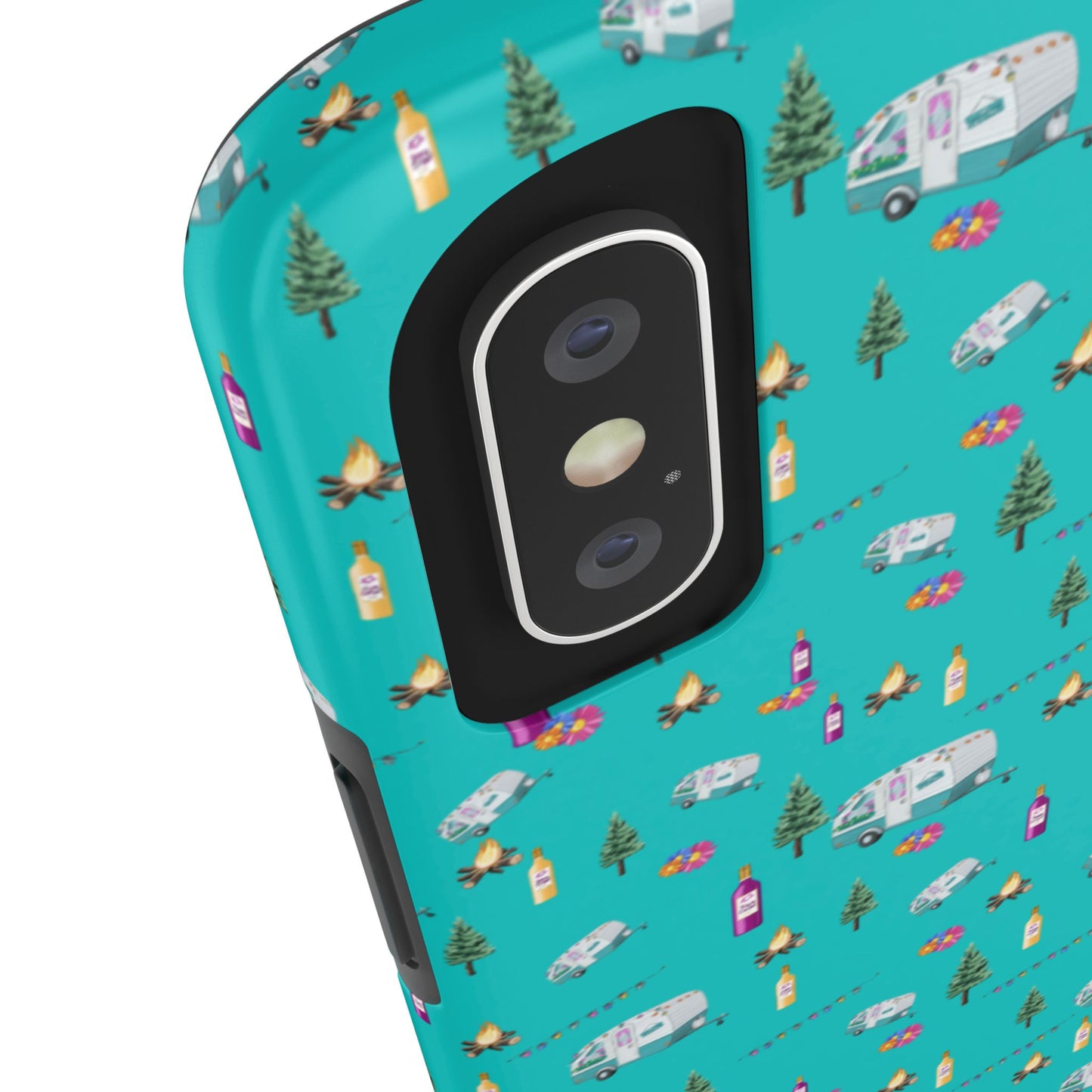 Tough Phone Case Happy Camper Campfire Design