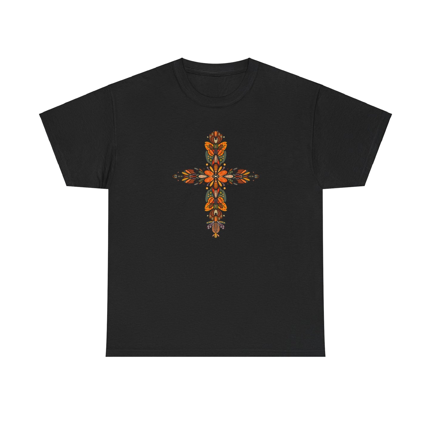 Cross Fall Unisex Tee - Orange and Green Design