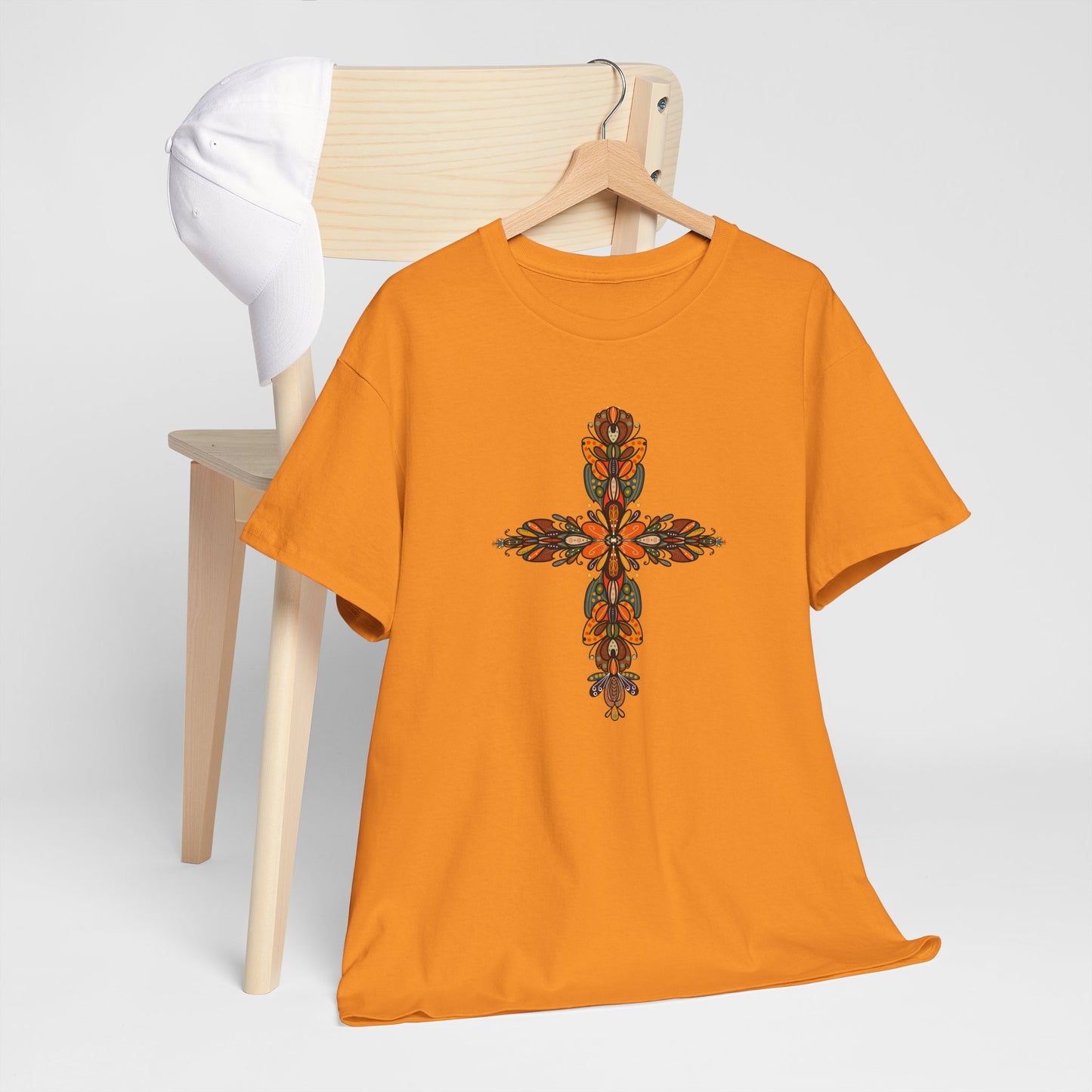 Cross Fall Unisex Tee - Orange and Green Design