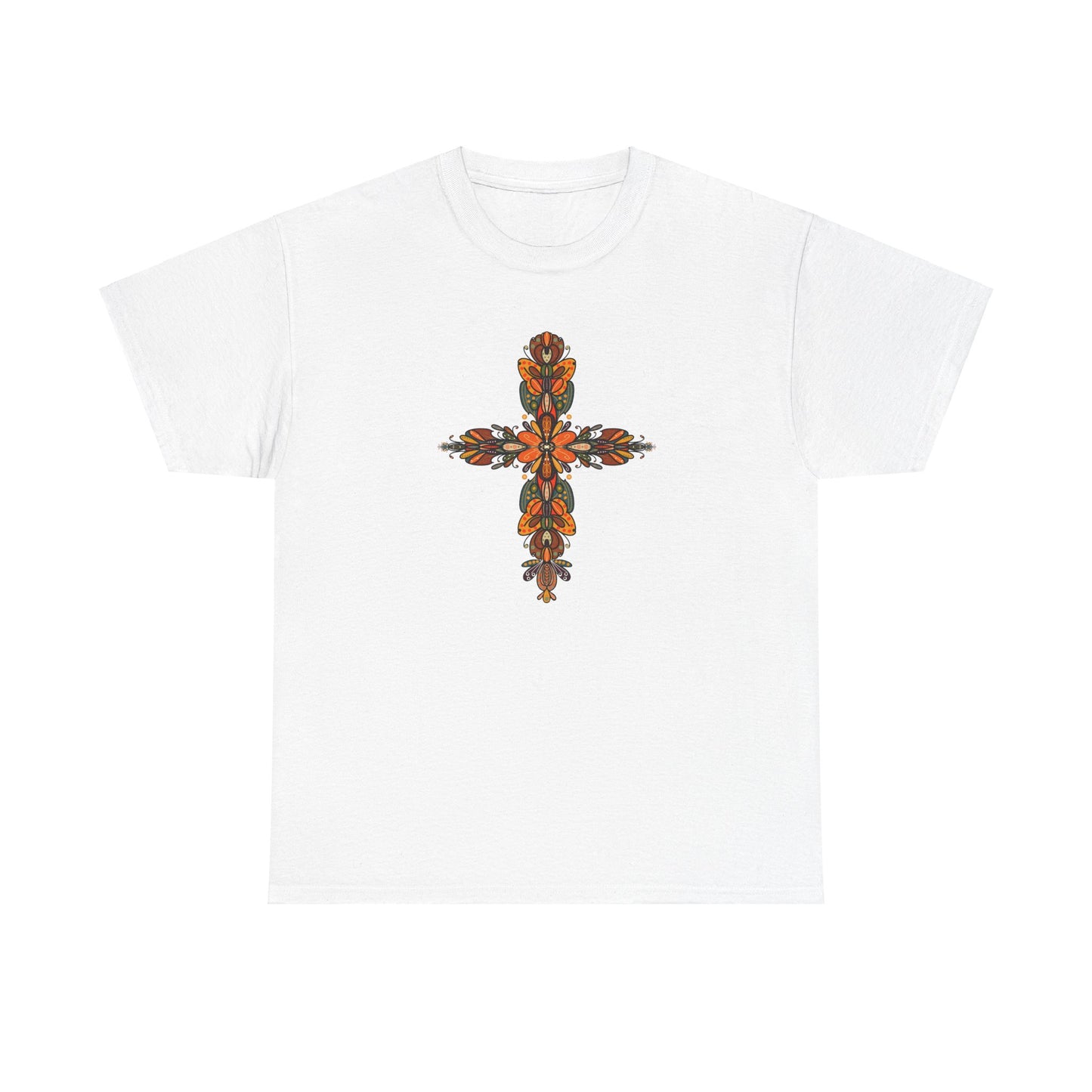 Cross Fall Unisex Tee - Orange and Green Design