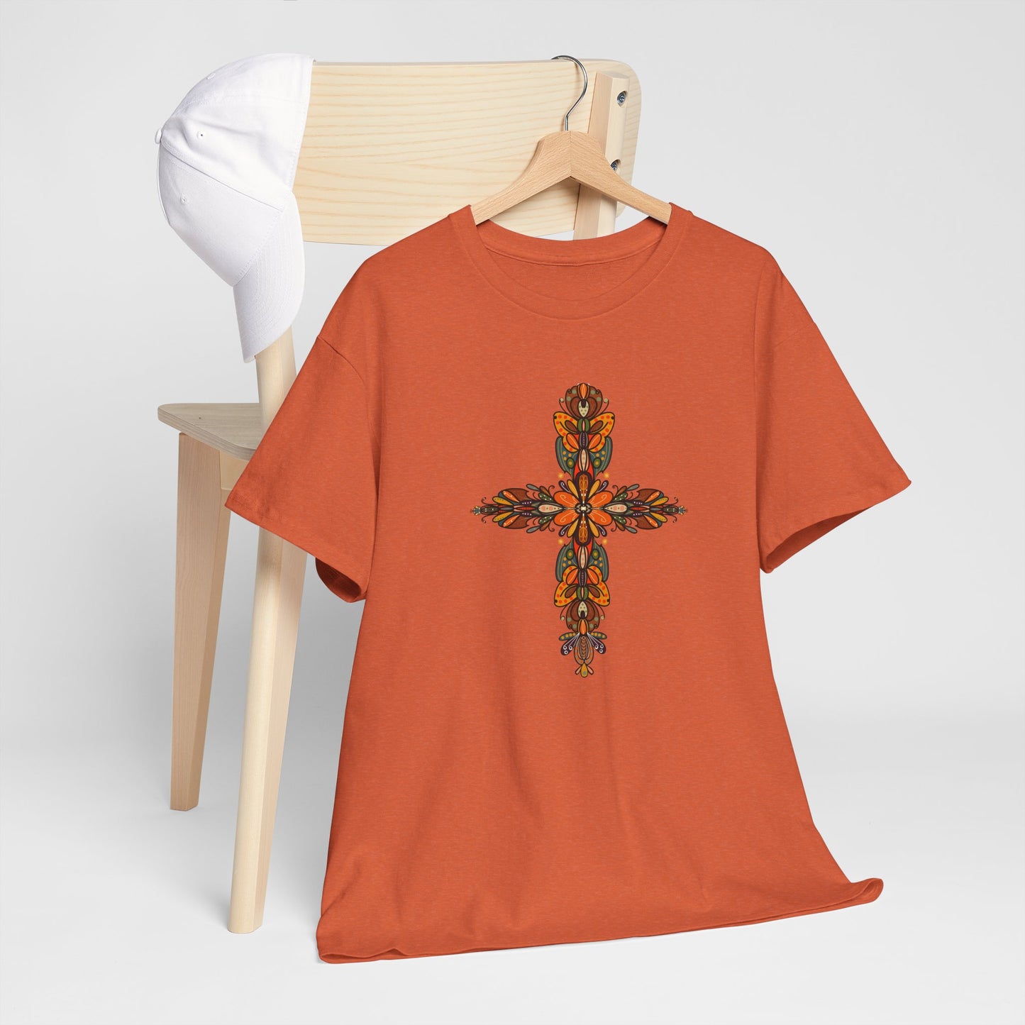 Cross Fall Unisex Tee - Orange and Green Design