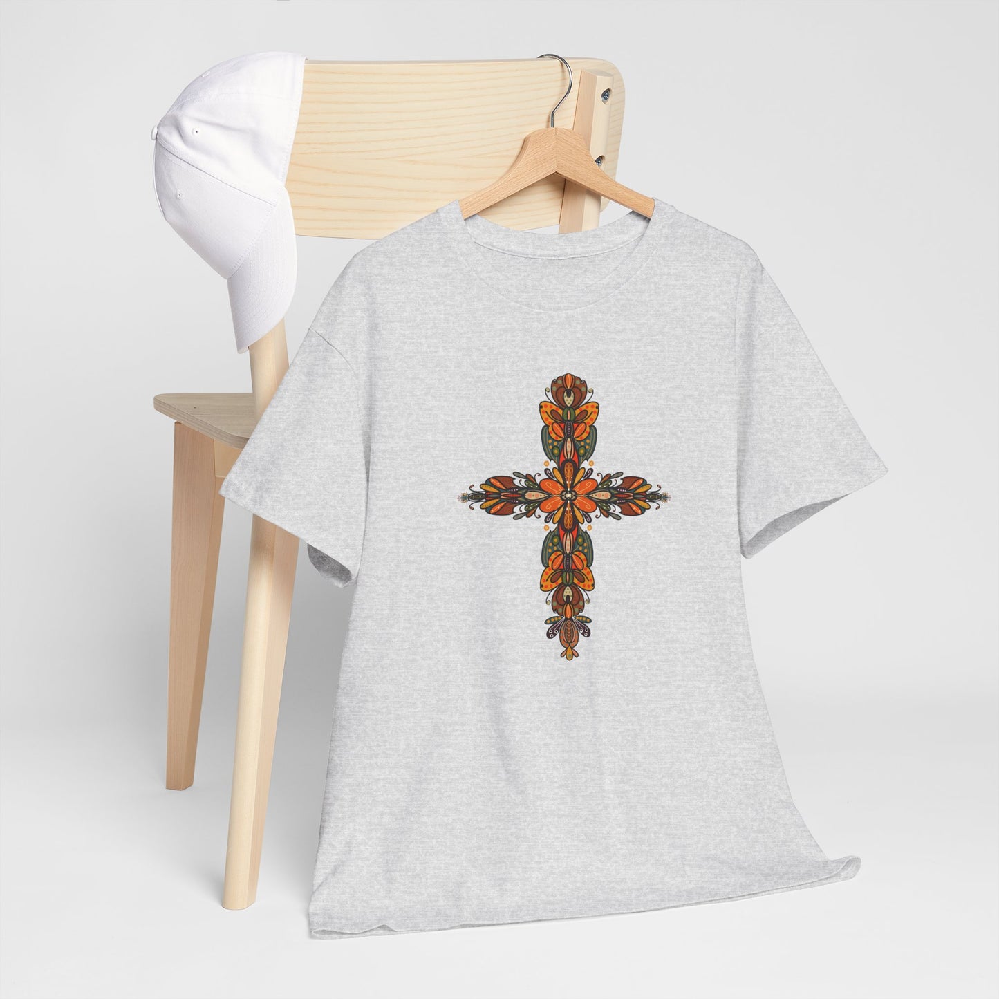 Cross Fall Unisex Tee - Orange and Green Design