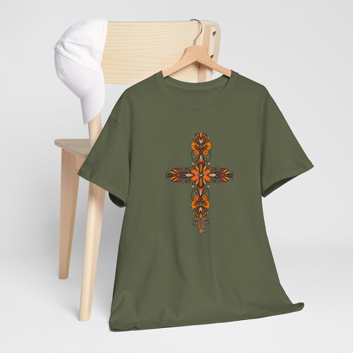 Cross Fall Unisex Tee - Orange and Green Design