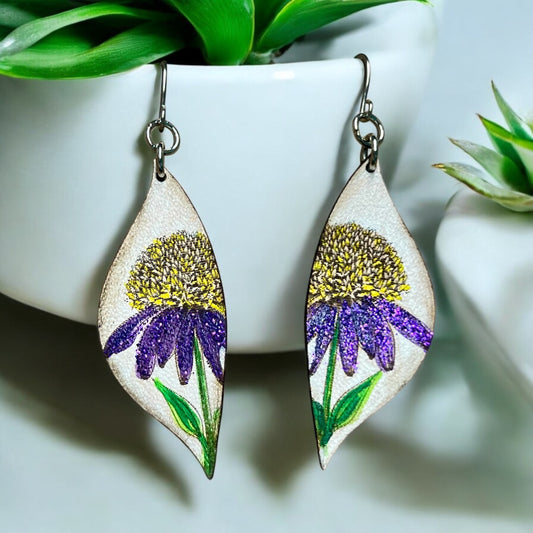 Sparkly Coneflower Earrings